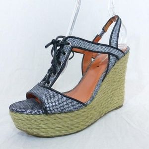 New Via Spiga Blue Leather Wedge Sandal